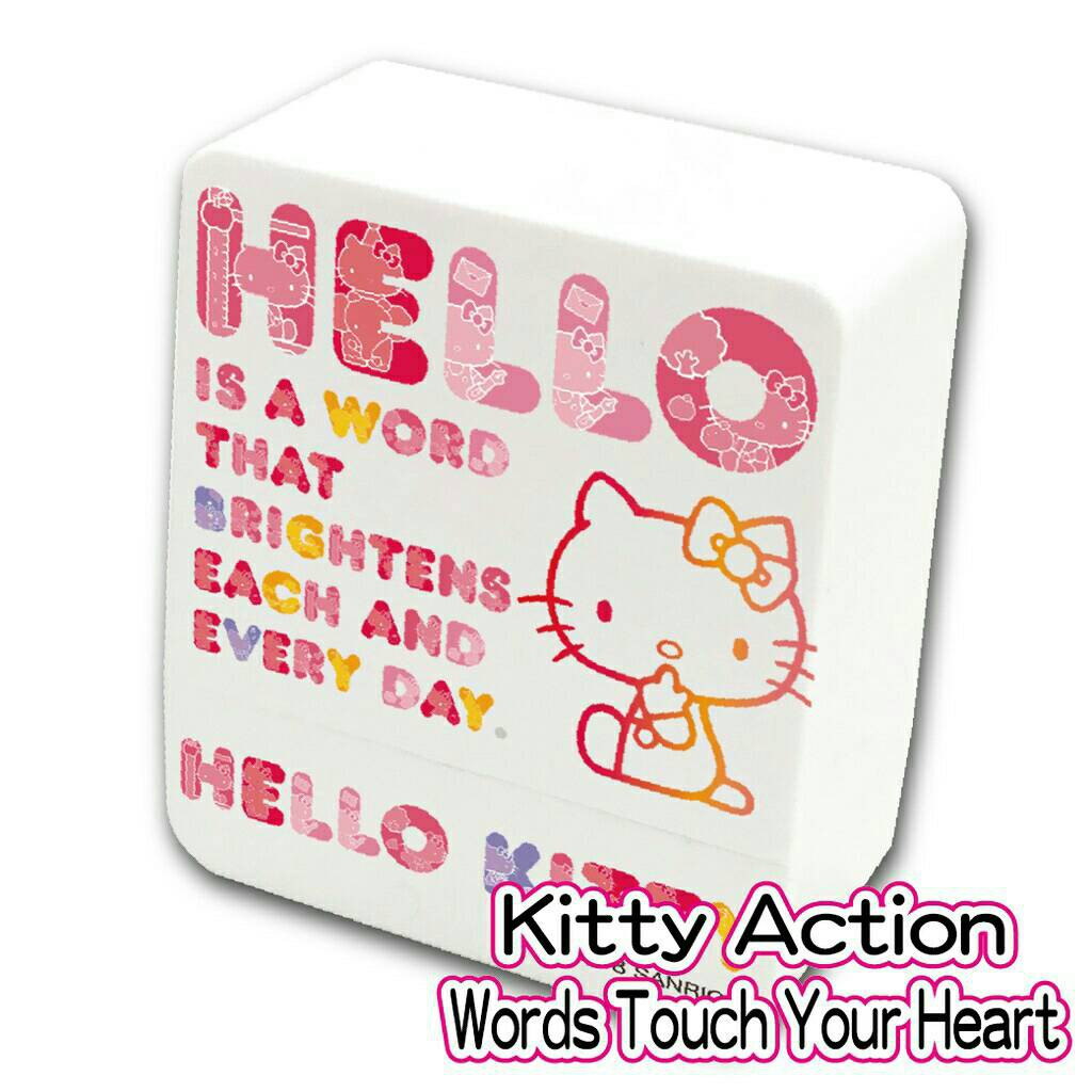 Sanrio三麗鷗 卡通連續方塊章-KT ACTION Words Touch Your Heart商品詳情印面尺寸 : 長:29mm 寬:9 mm產品尺寸：長:39mm 寬:46mm 高:19 mm