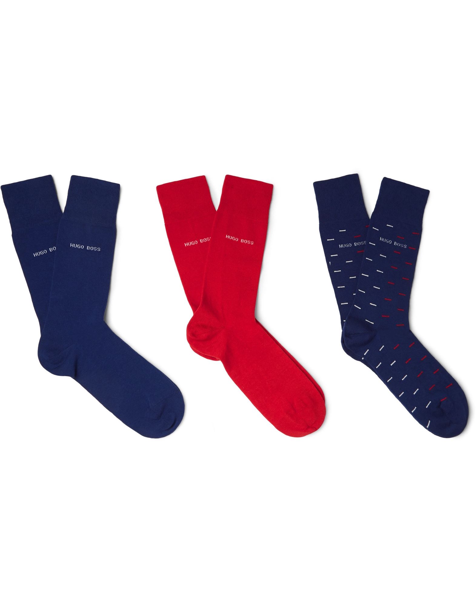 mid-length socks, knitted, logo, solid color, 3-piece set, stretch.
