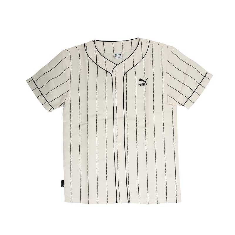 【PUMA】流行系列P.Team棒球風短袖襯衫(M) 6224916510 白素面