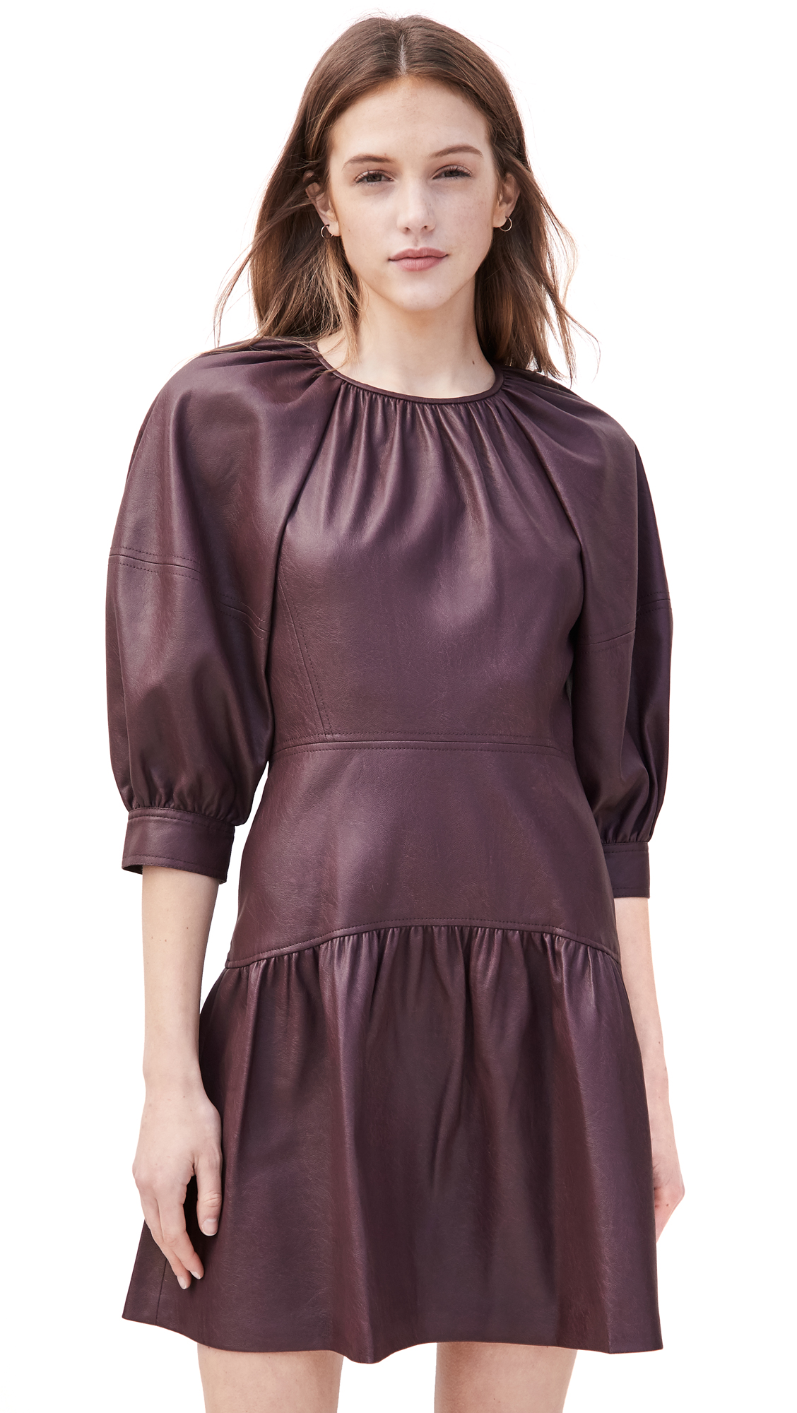 Rebecca Taylor 3/4 Sleeve Vegan Leather Dress