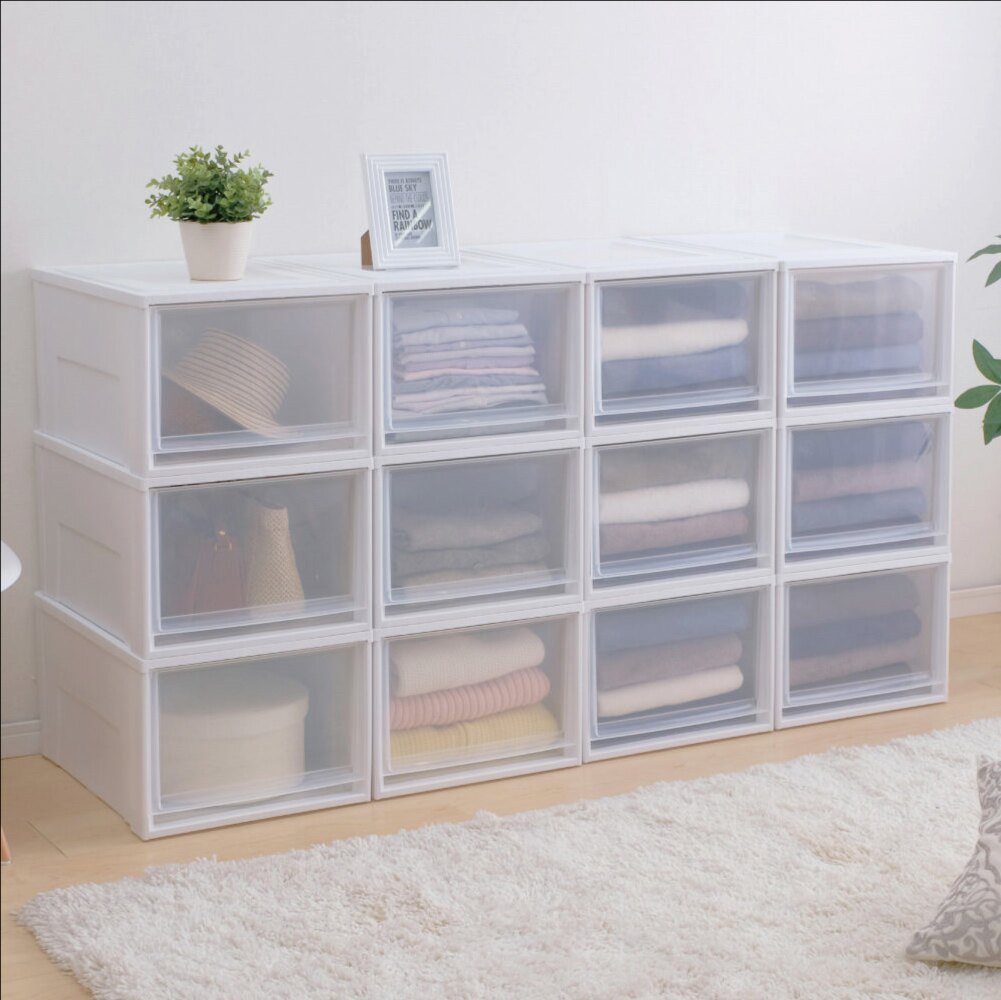 收納櫃/衣物收納/無印風 日本IRIS 4入抽屜式透明收納箱 NSBC500D(加大款) 完美主義 【T0068】