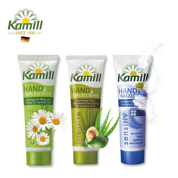 【德國Kamill卡蜜兒】明星熱銷護手霜必買推薦3入(經典洋甘菊30ml+酪梨油護30ml+柔敏純淨護手霜30ml)