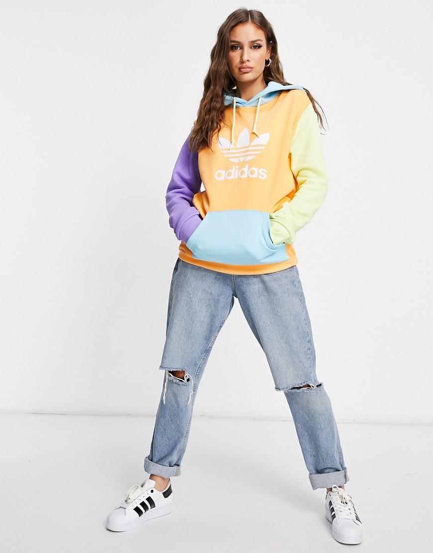 Hoodie by adidas Act casual Colour-block design Drawstring hood Overhead design adidas logo print Po