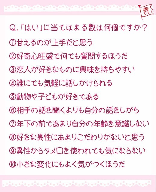 10の質問で分かる あなたの恋愛傾向レーダーチャート