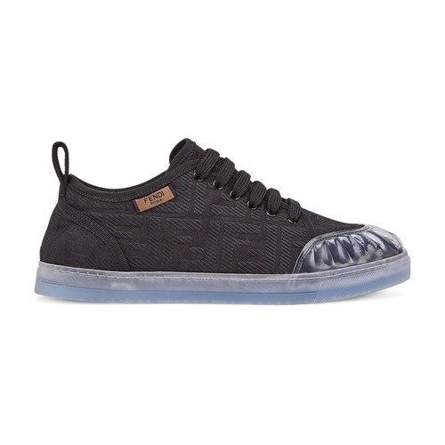 Promenade low top lace-up sneakers with toe covered in embossed effect PU. Sole in semi-transparent 
