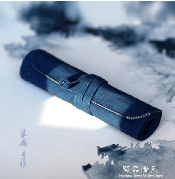 簡約手工捲軸筆簾捲筆袋鉛筆鋼筆筆簾筆袋學生男女 完美情人精品館