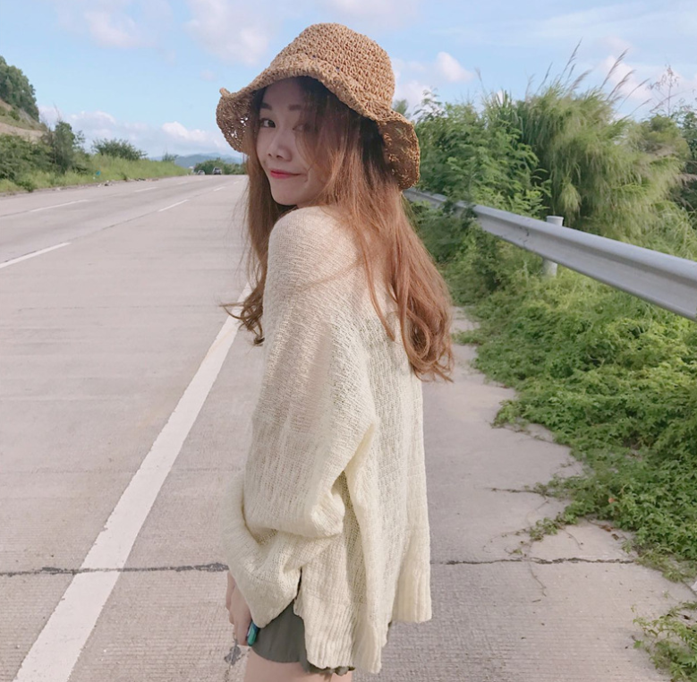 2020夏季新款慵懶百搭寬鬆防曬開衫薄針織外套  杏色/駝色 可選