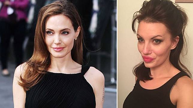 Ibu Dua Anak Ini Wajahnya Mirip Banget dengan Angelina Jolie, Tebak Mana yang Asli!