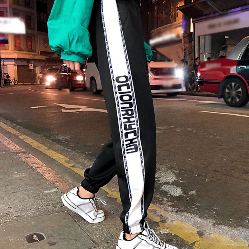 秋冬季韓版寬鬆束腳休閒薄運動長褲 復古港風學生百搭顯瘦休閒長褲束腳褲