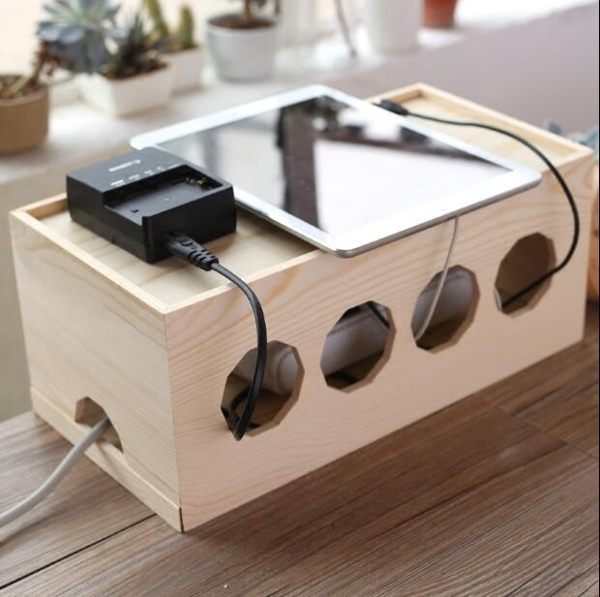 收納盒 實木集線盒 電線收納盒 電源線整理線盒插排集線盒插座插線板盒 英賽爾3C數碼店