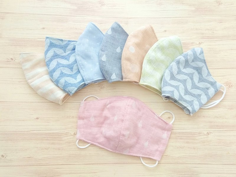 8件套 可洗面膜-3種尺寸 100％有機雙層紗布棉（日本製造）