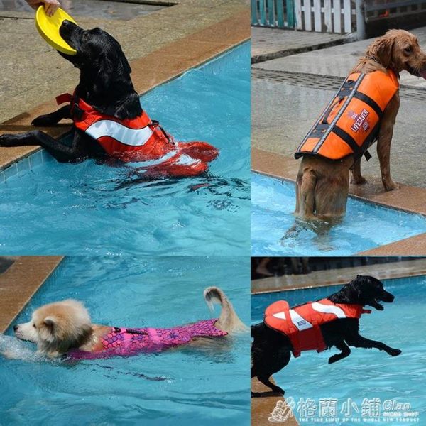 狗狗游泳衣服救生衣柯基法斗泰迪金毛大中小型犬寵物玩水專用 格蘭小舖