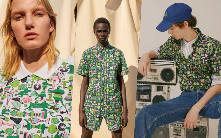 密密麻麻的鱷魚與網球配飾，讓服裝變得俏皮可愛。「LACOSTE X CROCOSERIES 藝術家聯名系列」與藝術家Jeremyville聯手打造。(圖／品牌提供)