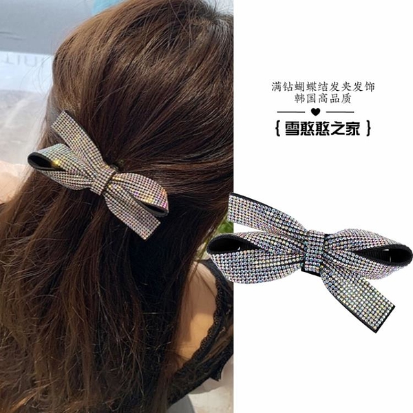 TTikk tik~滿鉆炫彩蝴蝶結打結髮夾髮卡后腦勺夾子髮飾頭飾女頂夾髮飾百搭