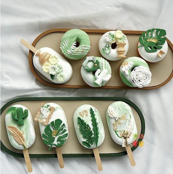 仿真模型 網紅甜甜圈 食物拍照道具雪糕冰棍蛋糕模型 綠色仿真蛋糕