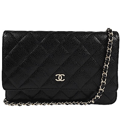 經典CC LOGO菱格紋款鍊帶可變化肩背或是斜背卡片夾層提供收納可背式長夾樣式