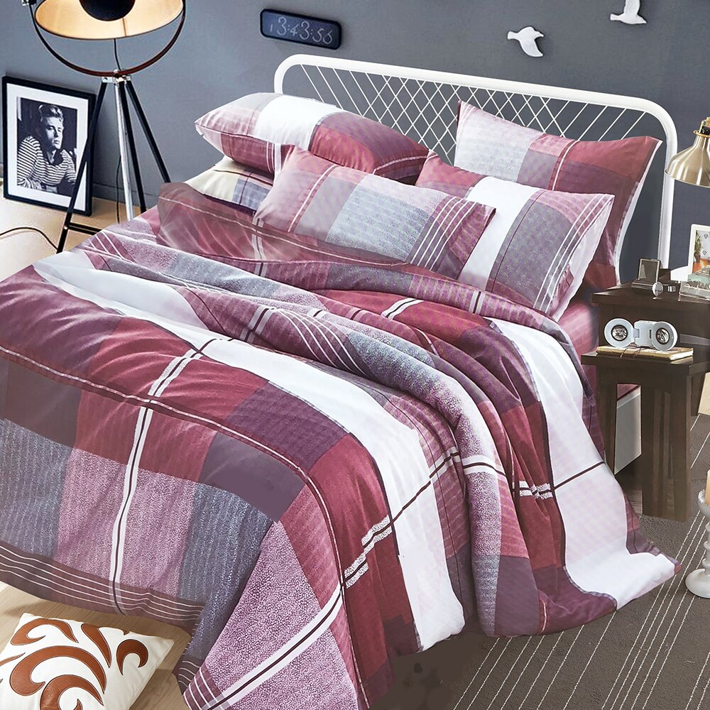 Pure One 天絲 TENCEL 英格蘭-紅 採用3M吸溼排汗專利 雙人鋪棉兩用被套 床包四件組