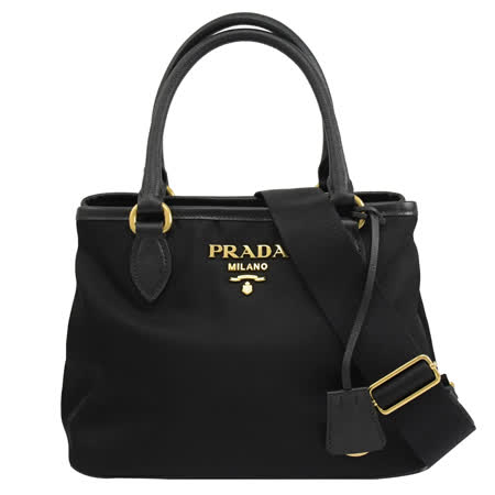 PRADA 1BA172 經典LOGO尼龍帆布手提斜背兩用包.黑