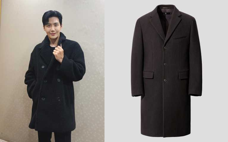 UNIQULO +J羊毛混紡徹斯特大衣／7,990元。（圖／金宣虎IG、品牌提供）