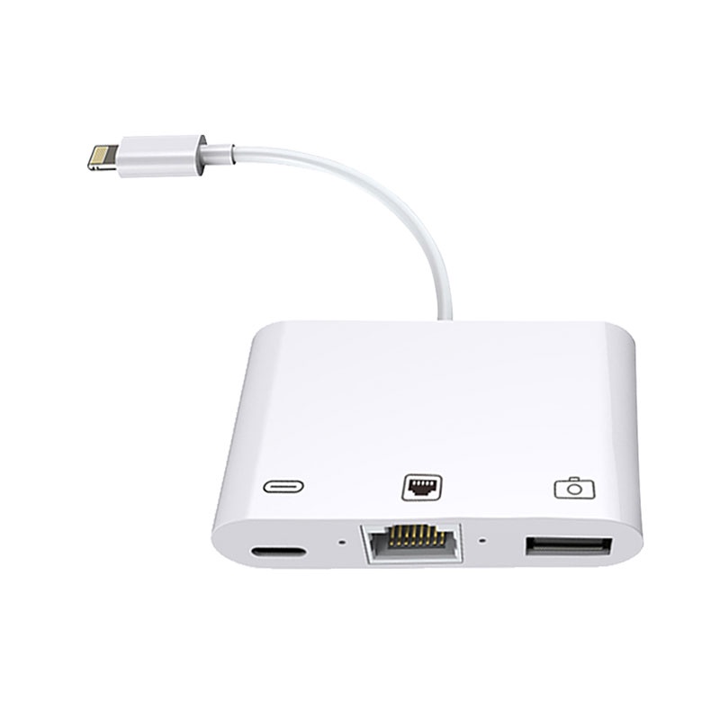 【NK107蘋果網卡三合一轉接器】Lightning to USB+網路接口 iPhone手機iPad平板連網路轉換器