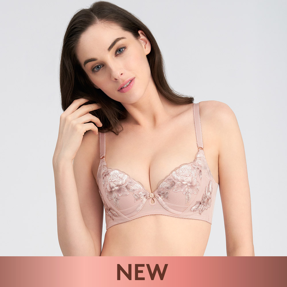 【新品優惠中】黛安芬-FLORALE彩繪玫瑰系列 水感動集中 B-D罩杯內衣 知性裸 ｜16-8626 WJ