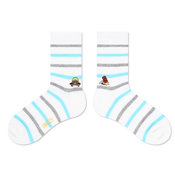 現貨 韓國 SNOOZY 電繡童趣logo襪-土撥鼠