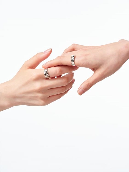 【戒指開口可調】LOOOPS情侶對戒925銀原創小眾高級設計感刻字情人節禮物開口戒指