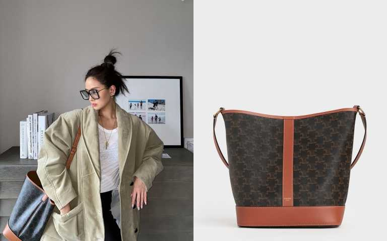 CELINE 小牛皮中型水桶包／40,500元（圖／翻攝藝人IG、品牌提供）