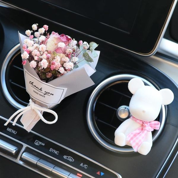 汽車內飾出風口香薰夾車載創意純手工幹花束香水空調裝飾品擺件女 蘑菇街小屋