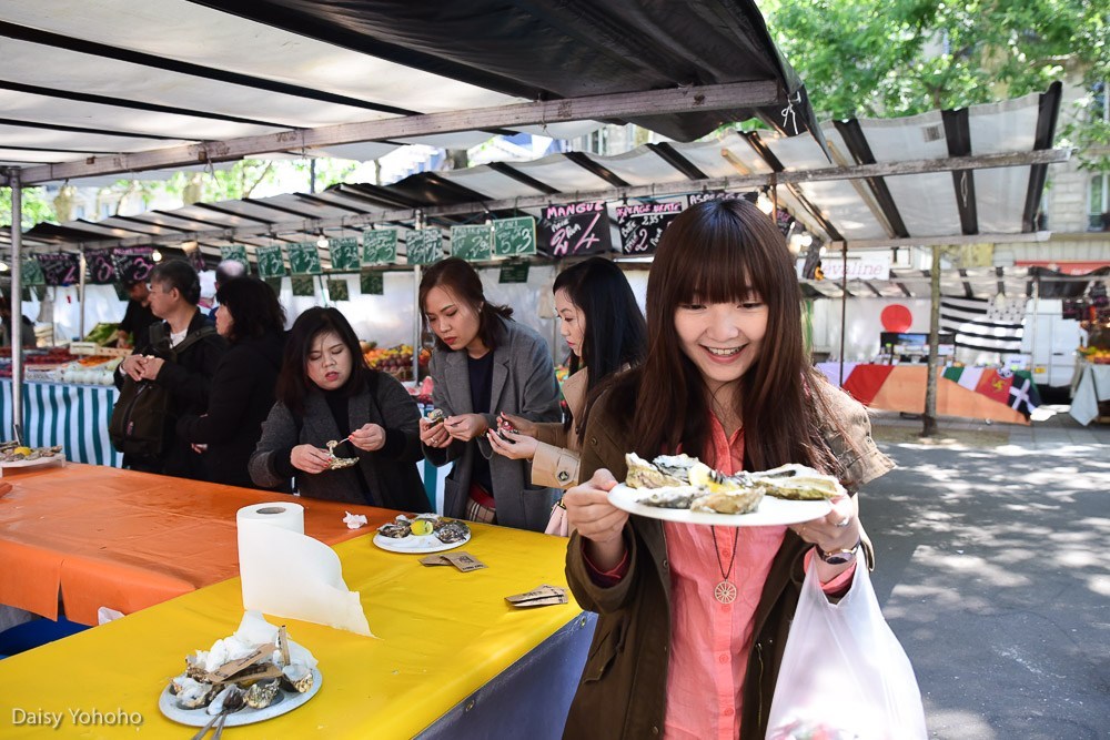 巴士底市集, 巴黎市集, 巴黎景點, 巴士底市集美食, 站著吃生蠔, 巴士底監獄
