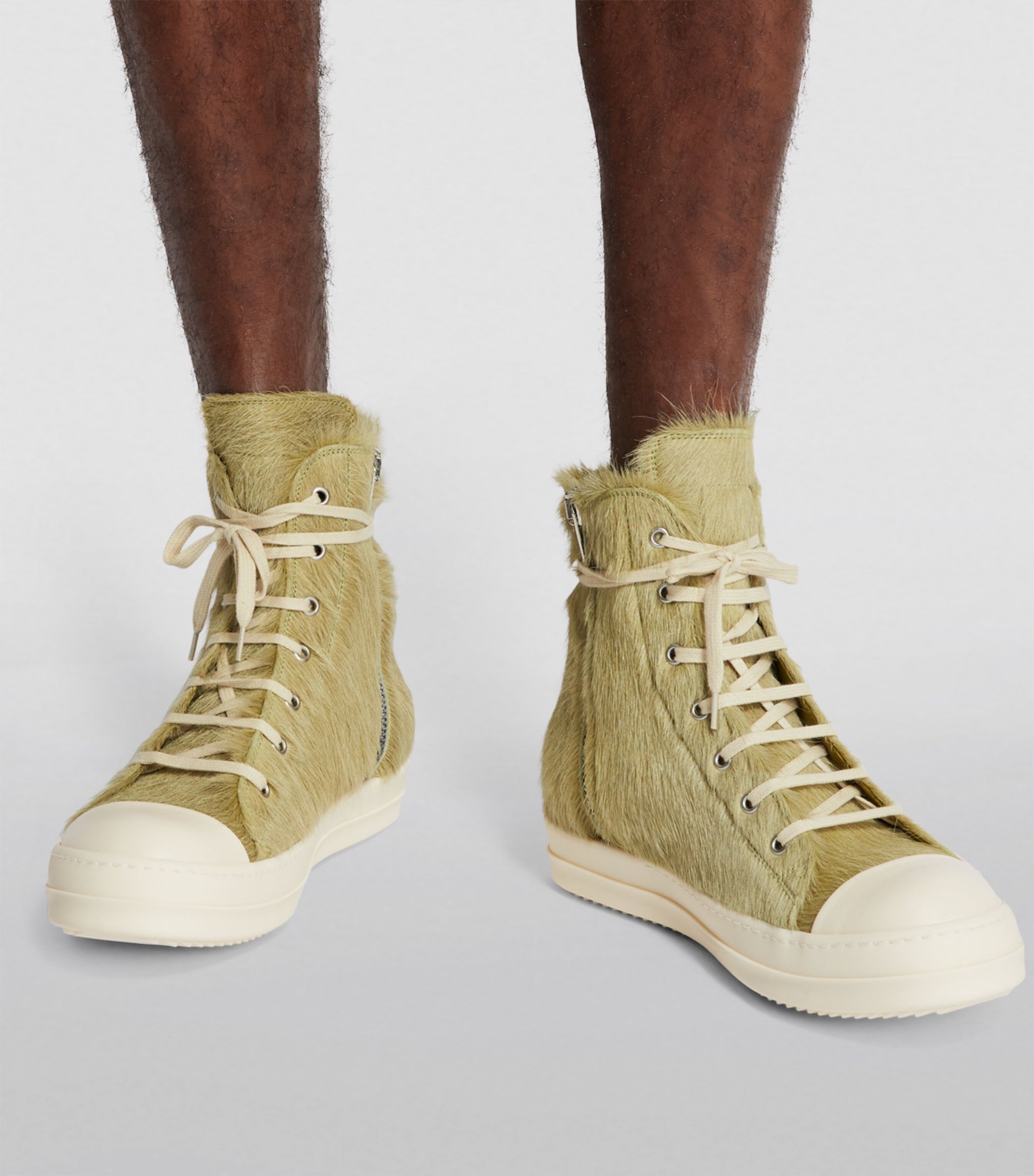 RICK OWENS Pony Fur High-Top Sneakers