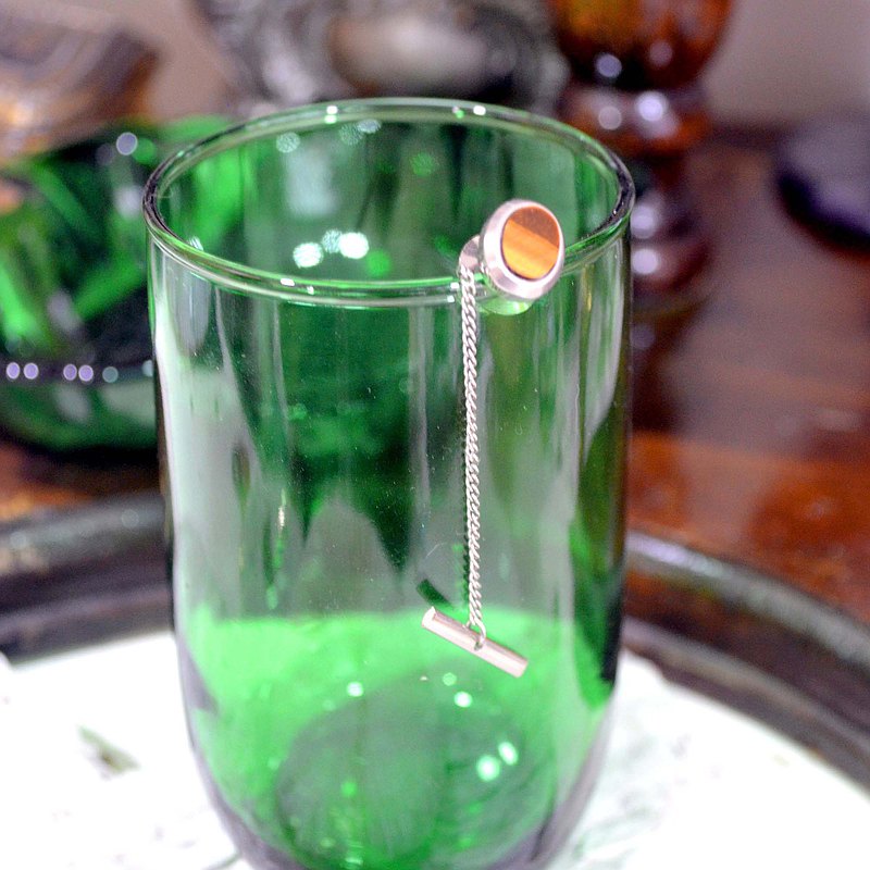 復古咖啡色貓眼石領帶針 高貴優雅 日本二手中古珠寶首飾古著 高貴優雅復古造型