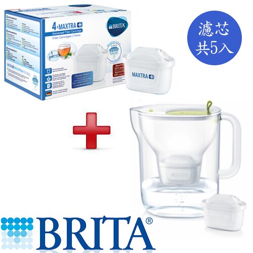 德國 BRITA Style純淨濾水壺(萊姆綠)+濾芯5入【愛買】