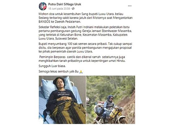 Hoax Bupati Luwu Utara Dirawat setelah Jatuh dari Motor