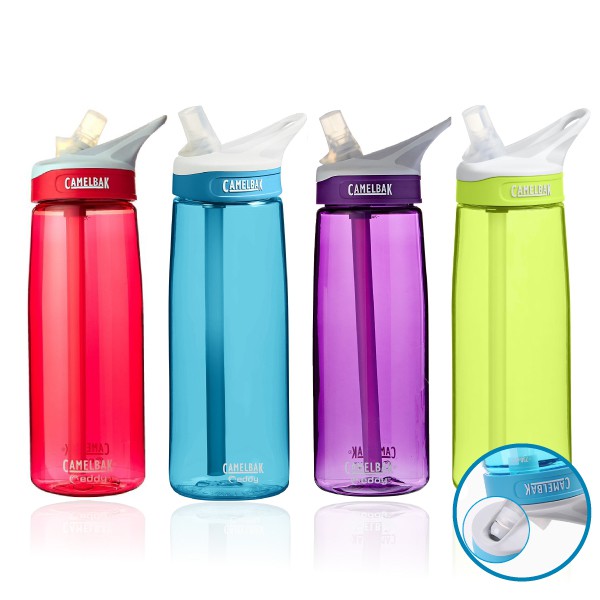 水瓶特色。 【商品規格】品牌：Camelbak產品：吸嘴式運動水壺顏色 :藍色/桃紅色/紫色/黑色容量：750ML是否有保溫功能 : 不保溫 產品耐溫: 0-70度 瓶口: 寬口徑 出水方式 : 吸管