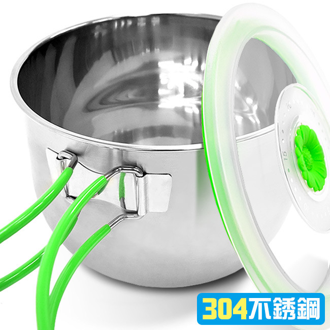 304不鏽鋼碗泡麵杯 折疊手把 不銹鋼碗+密封蓋 D084-LG01