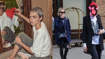 你猜不透她！英國超模 Cara Delevingne 用「這樣搞怪」躲狗仔 女友在後面狂偷笑！