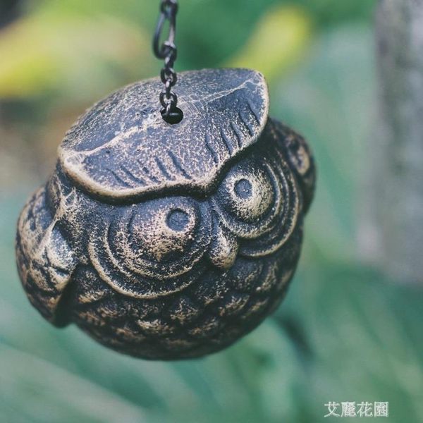 日本巖手南鑄鐵風鈴掛飾貓頭鷹復古日式和風寺廟鈴鐺生日禮物『艾麗花園』
