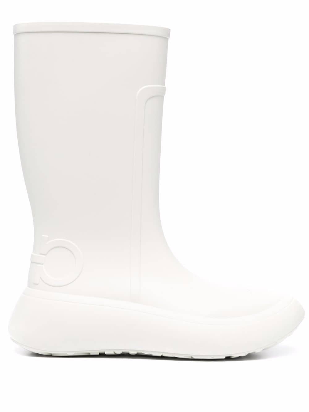 Salvatore Ferragamo - logo-embossed chunky rain boots - women - Fabric/RubberRubber - 5 - White