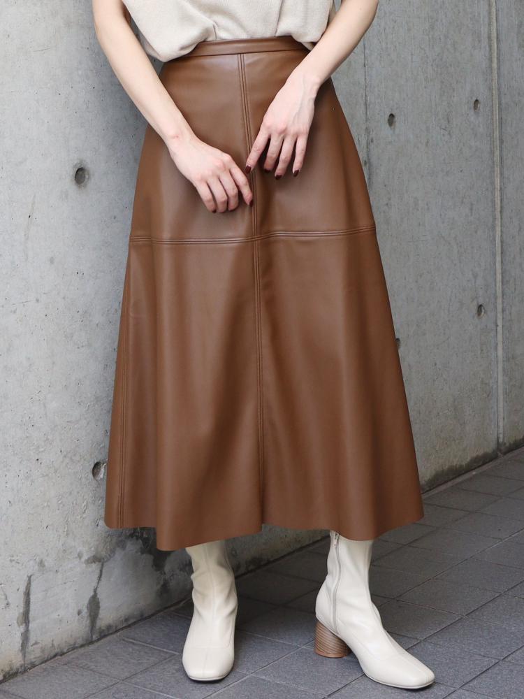 亮面皮質A字七分裙