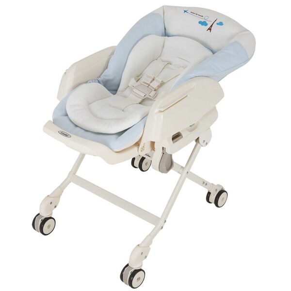 【加贈combi消毒鍋+蚊帳】康貝 Combi Letto電動安撫餐椅搖床ST款/餐搖椅(藍色巴黎)