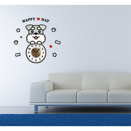 【收藏天地】RoomDeco＊創意時鐘壁貼家飾-雪納瑞 ／掛鐘 時鐘貼 居家 生活用品 時鐘 禮物