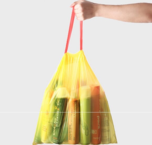 可提式自動收口垃圾袋 垃圾袋 垃圾 自動束口袋 便利袋 提袋 購物袋 束口垃圾袋 自動收口 居家生活 清潔袋 塑膠袋 2042