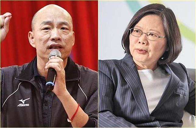 國民黨總統參選人韓國瑜(左)，民進黨蔡英文(右)。（合成圖/中時資料照）