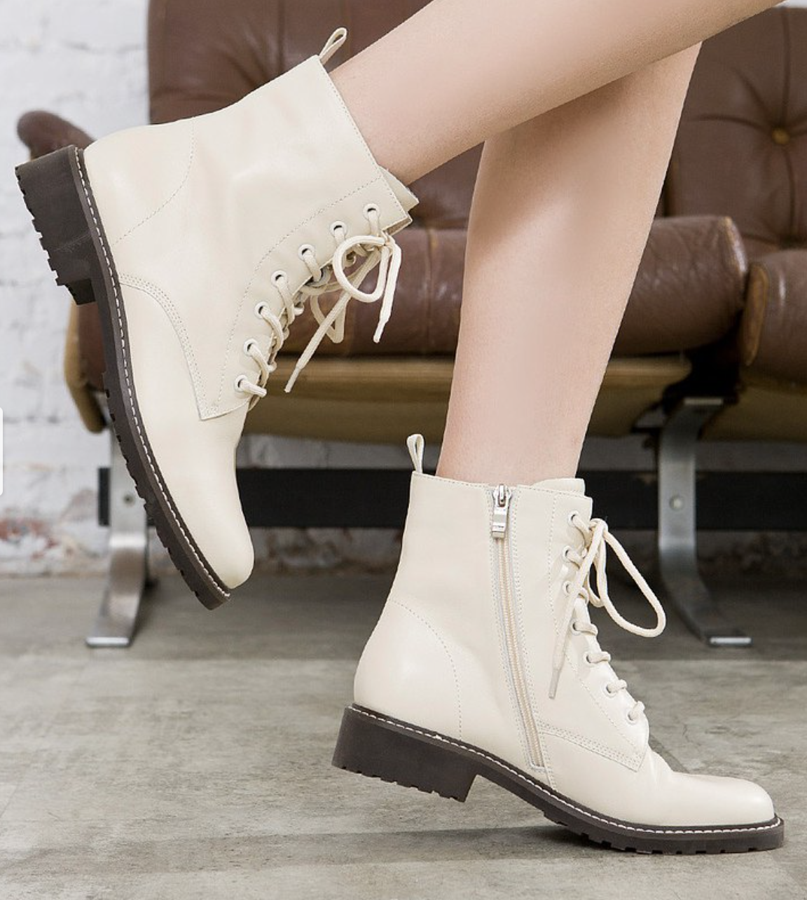 潮流綁帶馬汀高筒靴