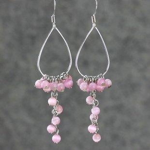 貓眼石耳環 甜美流蘇長款誇張復古耳飾女耳墜