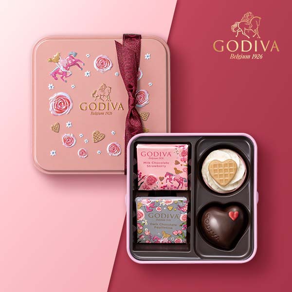 日本限定2023限量版GODIVA情人節巧克力禮盒立體浮雕燙金雕花夢幻粉紅珠寶盒鐵罐禮盒-珍藏版最後1