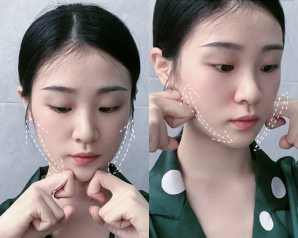 瘦臉按摩STEP 1：下顎線提拉