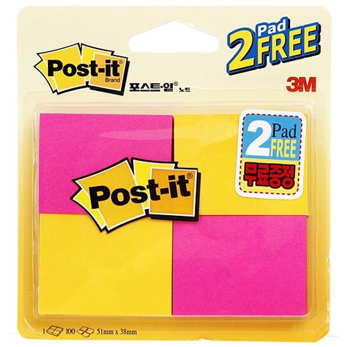 [韓國直送][3M] Post-it 653-2 (2+2 組合/黃色+粉色)