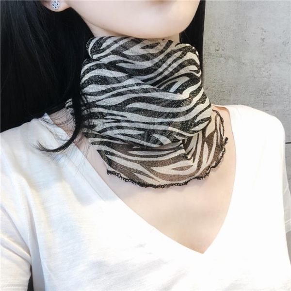 圍脖女套頭夏季薄款防曬面紗百變小絲巾護頸脖子百搭脖套口罩紗巾 滿天星